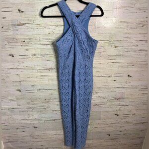 Adelyn Rae Cayden Cross Neck Lace Jumpsuit In Periwinkle size Size xs